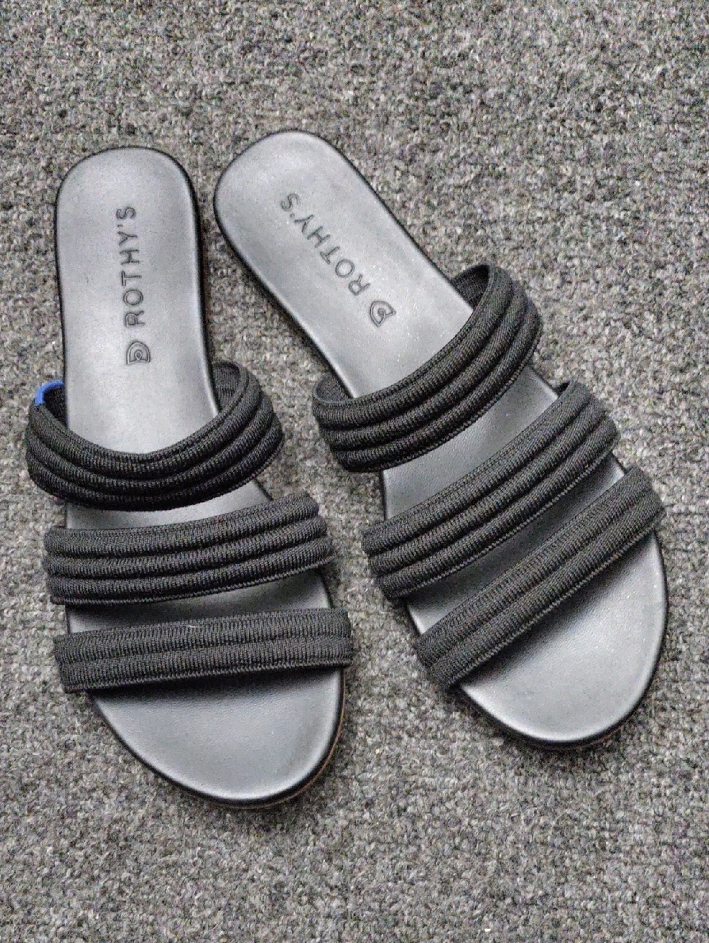 Rothy's Black Triple-Strap Slide Sandals